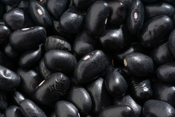 Detailed and large close up shot of black beans.