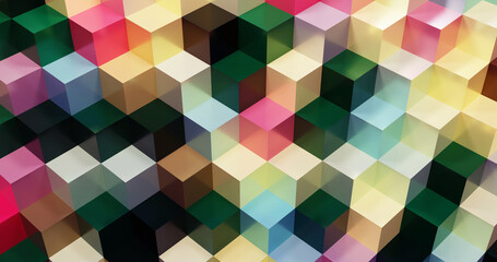 Abstract background. Cube Panoramic Background. Colorful Graphic Design. 3d rendering. Multicolored cubes.