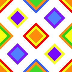 Square rhombus of different colors on a white background. Seamless modern pattern for paper and textiles. Vector.