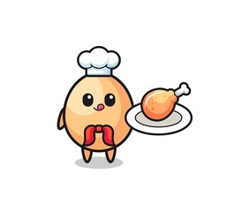 egg fried chicken chef cartoon character