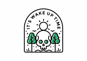 Line art illustration graphic of skull