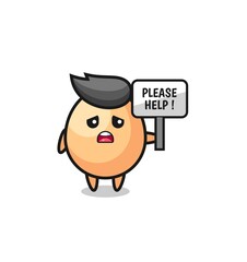 cute egg hold the please help banner