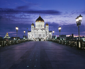 Moscow, Russian Federation, cathedral of christ the Savior. Image from a slide, noised.