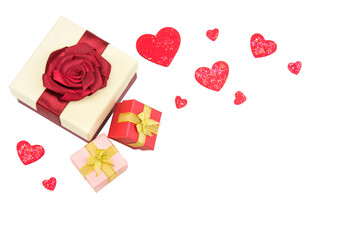 Gift box and lovely hearts for Valentines day