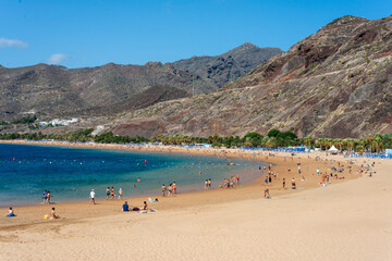 Fototapeta na wymiar Las Teresitas beach on a sunny day in Santa Cruz. Tenerife. Canary Islands.