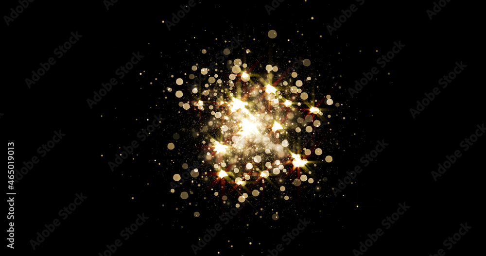 Poster gold light glitter background with sparkle glow and golden magic explosion. star dust shine effect o