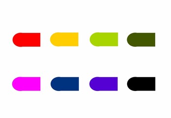 Set of Eight Banners in Different Colors. Rounded.