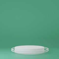 Product Stand in green room ,Studio Scene For Product ,minimal design,3D rendering	

