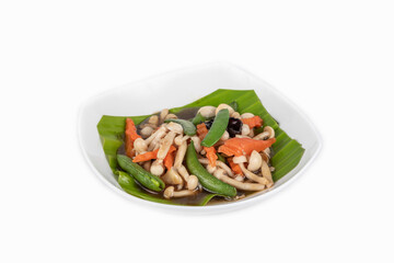 Stir fried mushroom with oyster sauce on dish