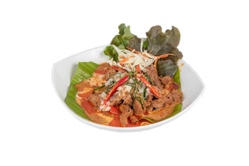 Meat fried with chili pepper and red curry sauce