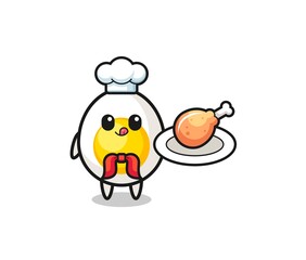 boiled egg fried chicken chef cartoon character