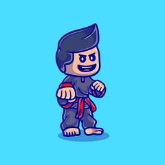 pencak silat martial arts cute kid illustration