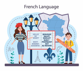French learning concept. Language school french course. Study foreign