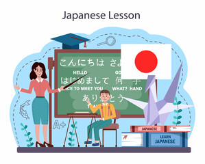 Japanese language. Japanese school course. Study foreign