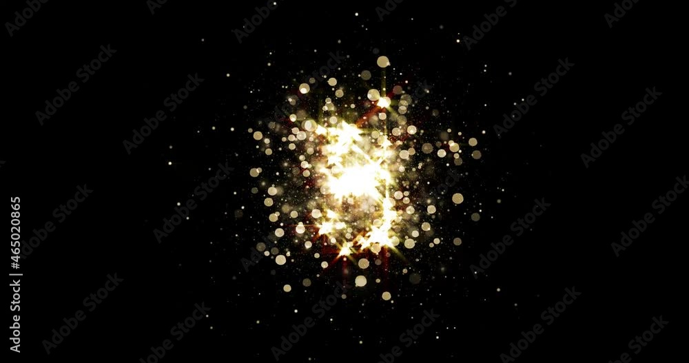 Poster gold magic particles sparkles and golden dust glowing explosion with glitter light sparks. bright ma