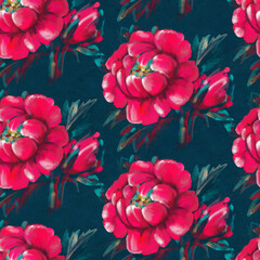 Seamless pattern with  Peonies