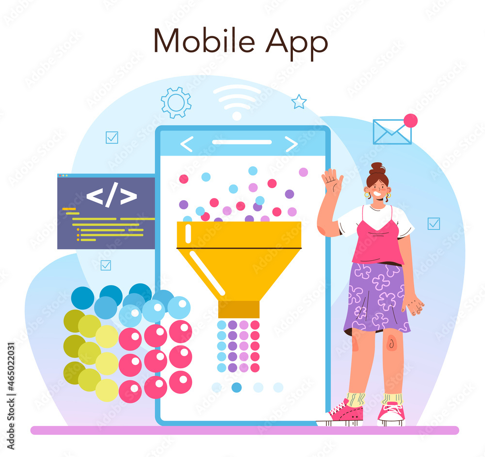 Poster big data analytics online service or platform. big data from different