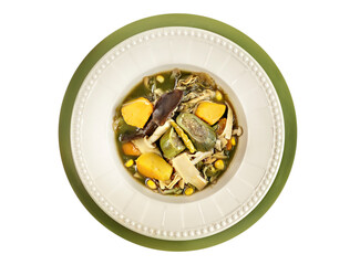 Thai spicy soup with bamboo shoots and herbs