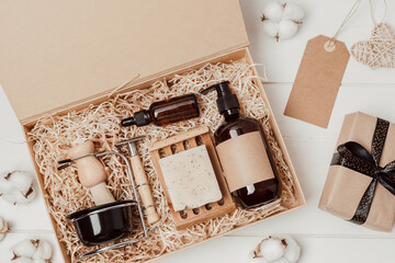 Self care package, seasonal gift box with zero waste organic cosmetics products for men....