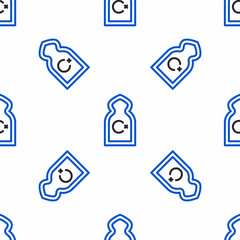 Line Muslim Mosque icon isolated seamless pattern on white background. Colorful outline concept. Vector