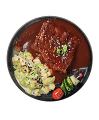 Traditional korean style cuisine on white background