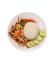 Stir-fried squid with chili sauce
