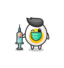 boiled egg mascot as vaccinator