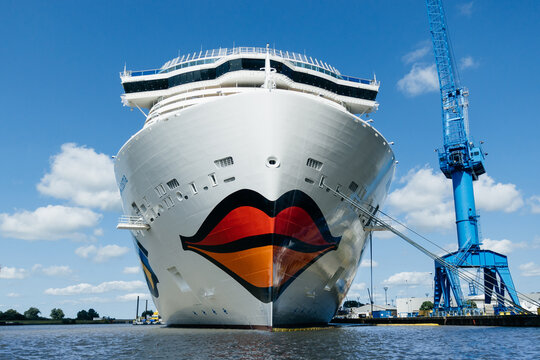 Papenburg, Germany - 07 17 2021: Cruise ship AIDA COSMA under construction in the Meyer shipyard