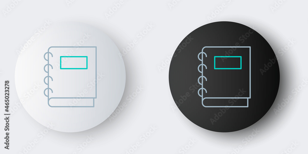 Poster line notebook icon isolated on grey background. spiral notepad icon. school notebook. writing pad. d