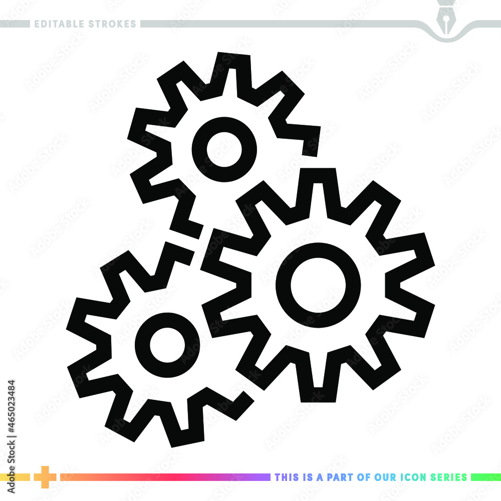 Aufkleber editable line icon of shifting gears as a customizable black stroke eps vector graphic.