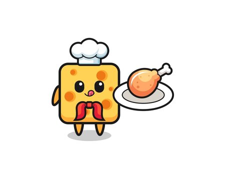 cheese fried chicken chef cartoon character