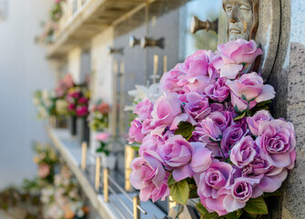 Flowers in a cemetery