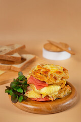 Fresh sandwich with cheese and herbs