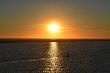 The sunset from the port of Huelva