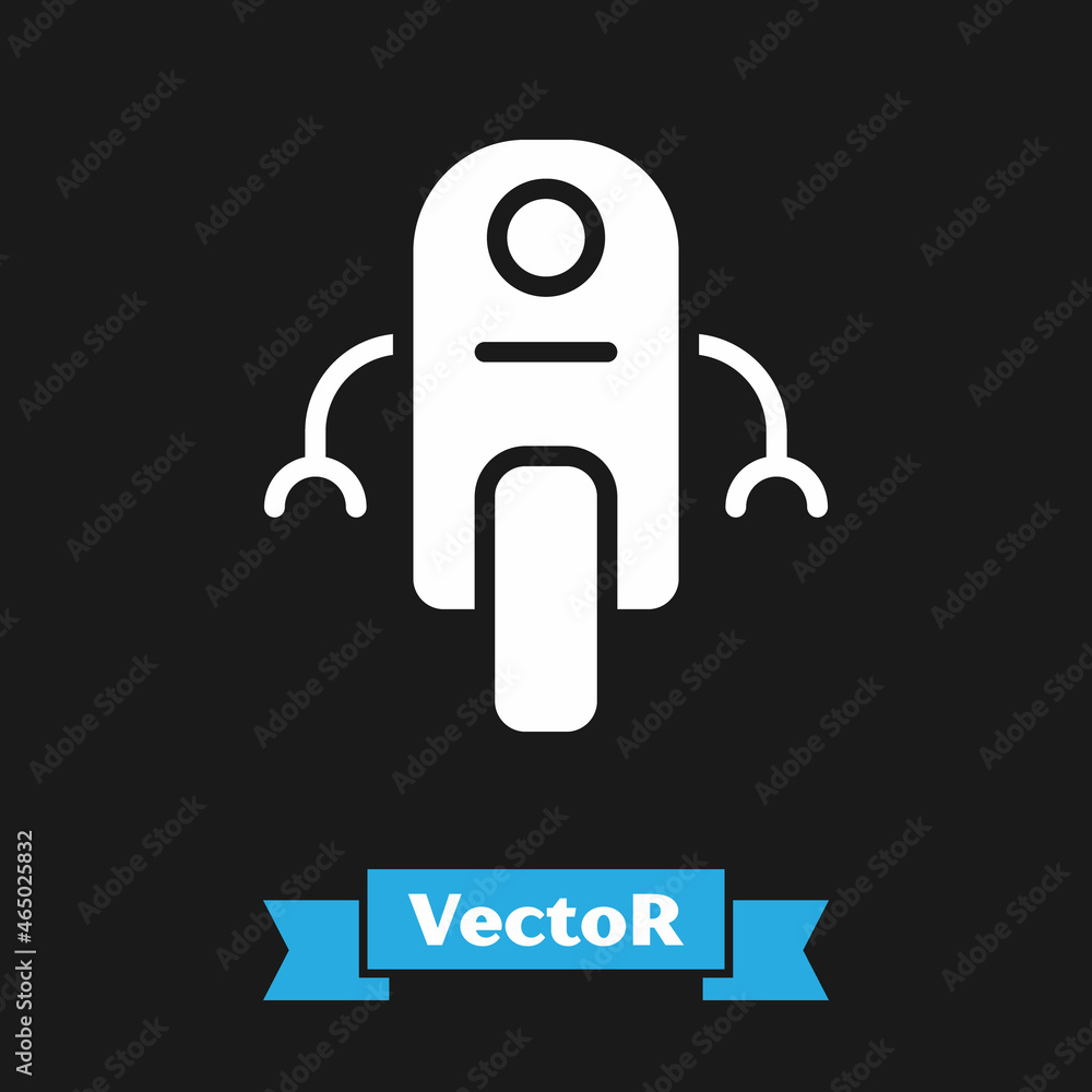 Aufkleber white robot icon isolated on black background. artificial intelligence, machine learning, cloud comp