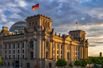 The Reichstag At Sunset In Berlin - 465026261