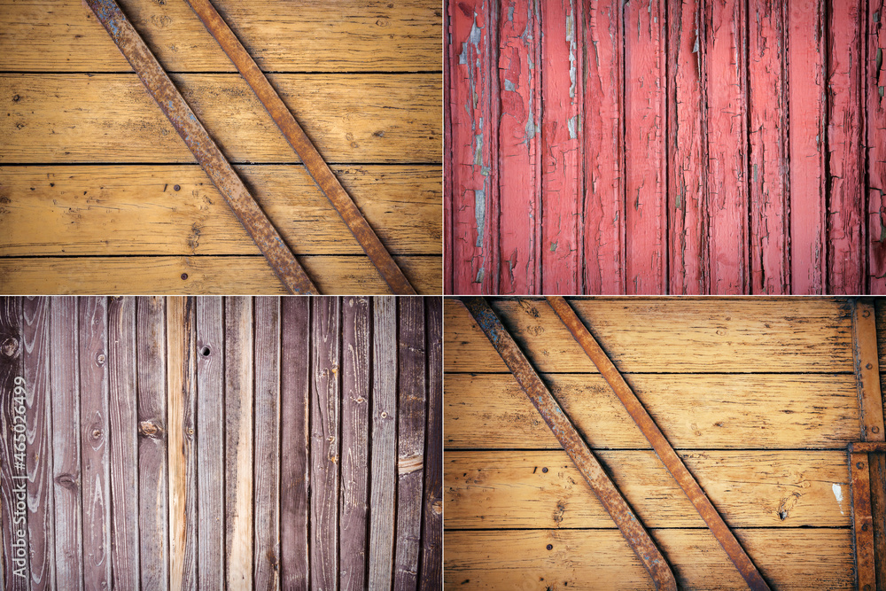 Poster Collection of images with wooden plank textures