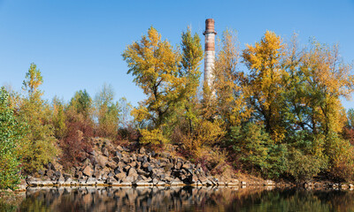 Large brick chimney.