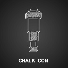 Chalk Spyglass telescope lens icon isolated on black background. Sailor spyglass. Vector