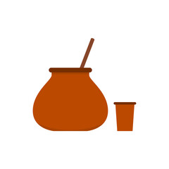 Jar and Cup vector. Jar and Cup in white background.