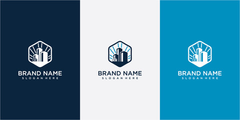 Creative building structure logo design real estate, architecture, construction