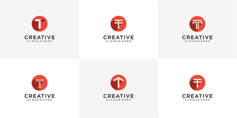 Set of Premium Vector T Logo in two color variations. Beautiful Logotype design for luxury company branding