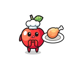 cherry fried chicken chef cartoon character