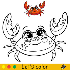 Cartoon cute and funny cartoon crab coloring