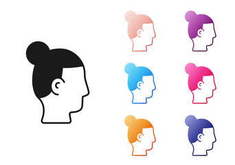 Black Hairstyle for men icon isolated on white background. Set icons colorful. Vector