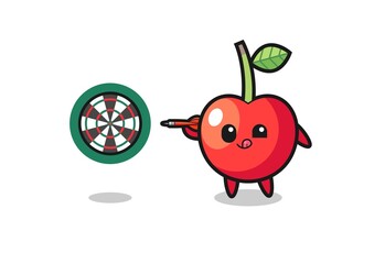 cute cherry is playing dart