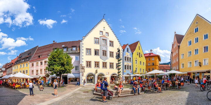Marktplatz, F&uuml;ssen, Bayern, Deutschland 