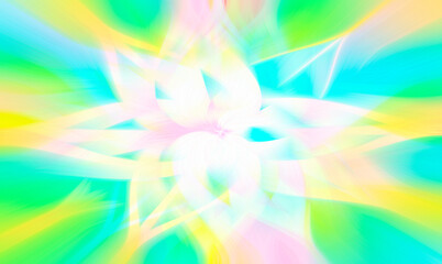 abstract neon green flower. bright rays background. psychedelic green background