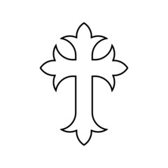 Fancy decorative cross outline icon . Clipart image isolated on white background