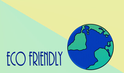 Ilustración del planeta Tierra, con mensaje eco friendly © Raquel